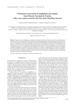 Preliminary Assessment of Amphibians and Reptiles from Floresta Nacional Do Trairão, with a New Snake Record for the Pará State, Brazilian Amazon