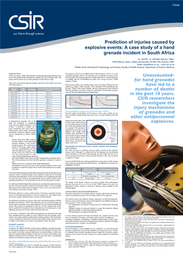 Prediction of Injuries Caused by Explosive Events: a Case Study of a Hand Grenade Incident in South Africa