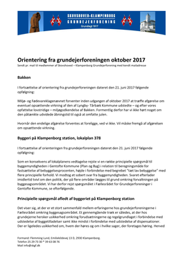 Orientering Fra Grundejerforeningen Oktober 2017 Sendt Pr