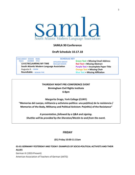 SAMLA 90 Conference Draft Schedule 10.17.18 FRIDAY