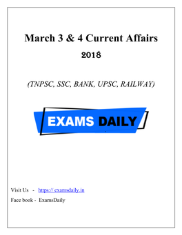 March 3 & 4 Current Affairs