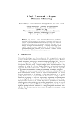 A Logic Framework to Support Database Refactoring