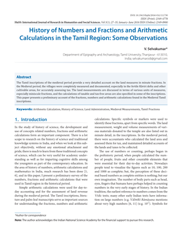 History of Numbers and Fractions and Arithmetic Calculations in the Tamil Region: Some Observations