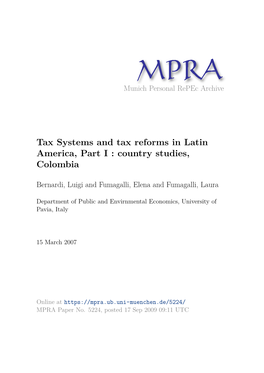 Tax Systems and Tax Reforms in Latin America, Part I : Country Studies, Colombia