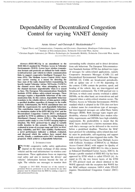 Dependability of Decentralized Congestion Control for Varying VANET Density