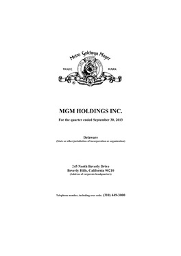 Mgm Holdings Inc