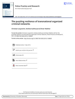 The Puzzling Resilience of Transnational Organized Criminal Networks