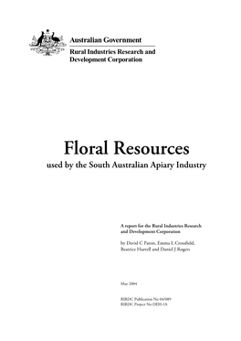 Floral Resources Used by the South Australian Apiary Industry