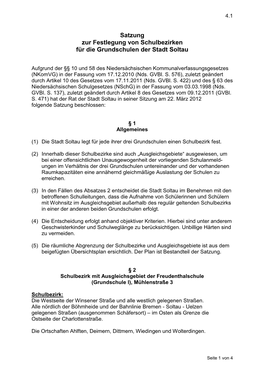 Satzung Zur Festlegung Von Schulbezirken Für Die Grundschulen Der Stadt Soltau