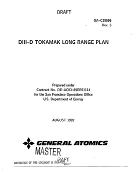 Diii-D Tokamak Long Range Plan