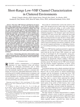 Short-Range Low-VHF Channel Characterization in Cluttered Environments Fikadu T