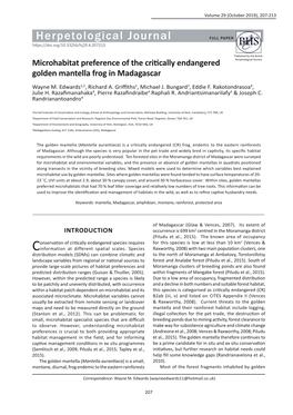 Microhabitat Preference of the Critically Endangered Golden Mantella Frog