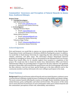 Communities' Awareness and Perception of Natural Hazards In