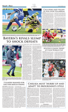 Bayern's Rivals Slump to Shock Defeats