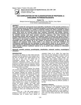 The Complexities in the Classification of Protozoa: a Challenge to Parasitologists