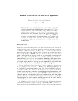 Formal Verification of Hardware Synthesis