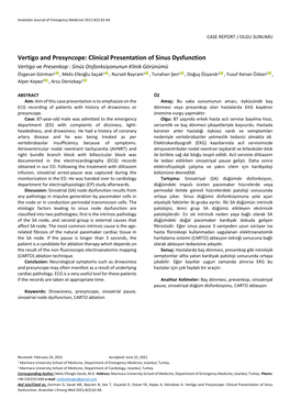 Vertigo and Presyncope: Clinical Presentation of Sinus Dysfunction