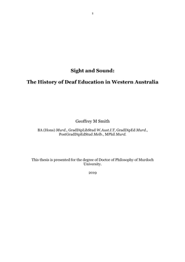 Sight and Sound: the History of Deaf Education in Western Australia