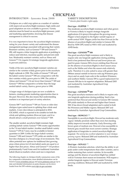 Chickpeas CHICKPEAS INTRODUCTION – Lessons from 2008 VARIETY DESCRIPTIONS Denotes Plant Breeders Rights Apply