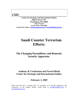 Saudi Counter Terrorism Efforts