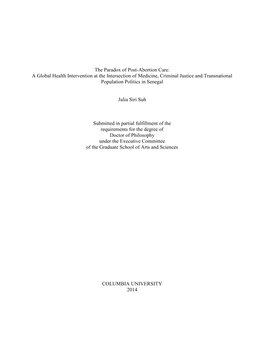 The Paradox of Post-Abortion Care: a Global Health Intervention at the Intersection of Medicine, Criminal Justice and Transnational Population Politics in Senegal