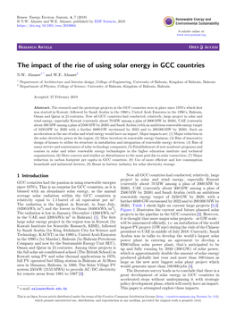 The Impact of the Rise of Using Solar Energy in GCC Countries