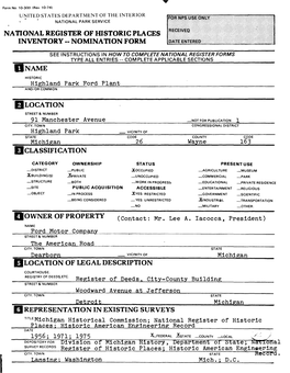 National Register of Historic Places Inventory -- Nomination Form