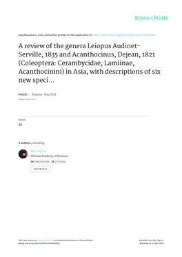 A Review of the Genera Leiopus Audinet-Serville