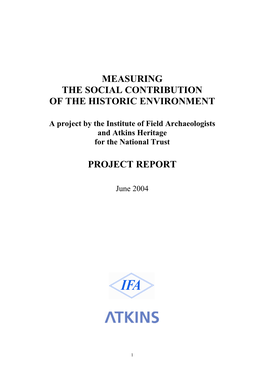 Measuring the Social Contribution of the Historic Environment