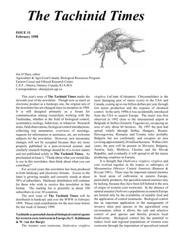 View the PDF File of the Tachinid Times, Issue 11