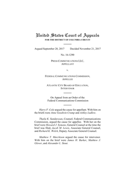 United States Court of Appeals for the DISTRICT of COLUMBIA CIRCUIT