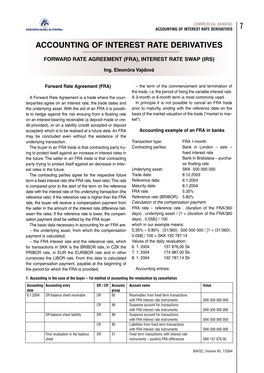 Accounting of Interest Rate Derivates