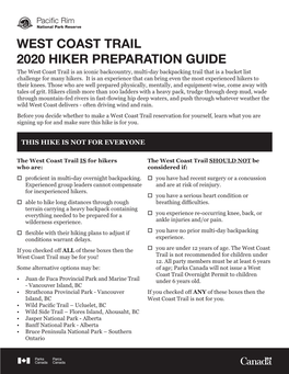 West Coast Trail 2020 Hiker Preparation Guide