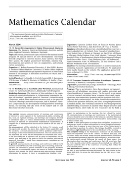 Mathematics Calendar