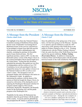 The Newsletter of the Colonial Dames of America in the State of Connecticut