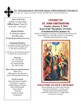 Bulletin 1.5.14 Epiphany Transferred