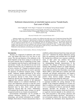 Sediment Characteristics at Intertidal Regions Across Yarada Beach, East Coast of India