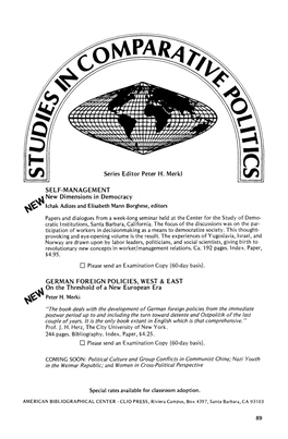 The Name in Political Science: INTRODUCTION to COMPARATIVE POLITICS POLITICAL Comparative Politics SCIENCE/THEORY Peace in Parts Gabriel A