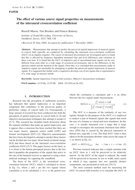 The Effect of Various Source Signal Properties on Measurements of The