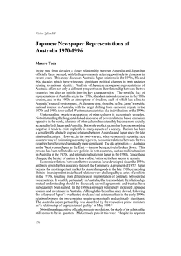 Japanese Newspaper Representations of Australia 1970-1996