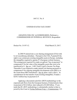 Amazon.Com Tax Court Opinion