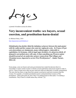 Sex Buyers, Sexual Coercion, and Prostitution-Harm-Denial by Melissa Farley, 2016