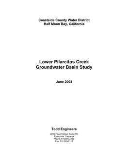 Lower Pilarcitos Creek Groundwater Basin Study