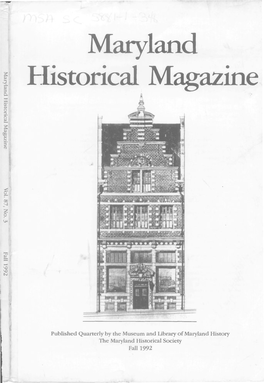 Maryland Historical Magazine, 1992, Volume 87, Issue No. 3
