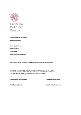 Scuola Dottorale Di Ateneo Graduate School Dottorato Di Ricerca In