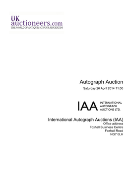 Autograph Auction Saturday 26 April 2014 11:00