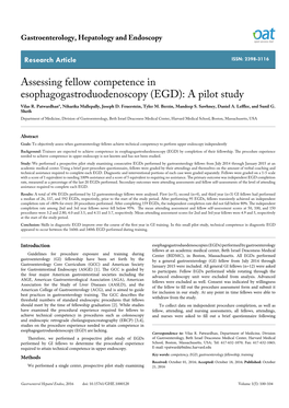 Assessing Fellow Competence in Esophagogastroduodenoscopy (EGD): a Pilot Study Vilas R