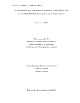 Investigating the Elements Influencing the Identification of “At-Risk” Students in The