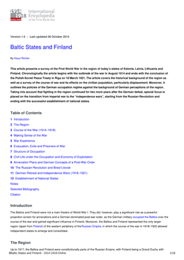 Baltic States and Finland | International Encyclopedia of The