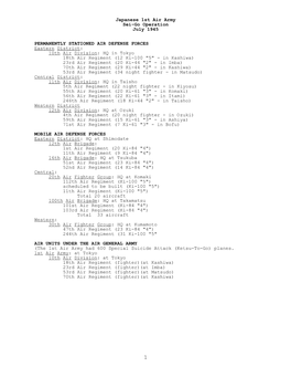 Japanese 1St Air Army, Sei-Go Operation, July 1945
